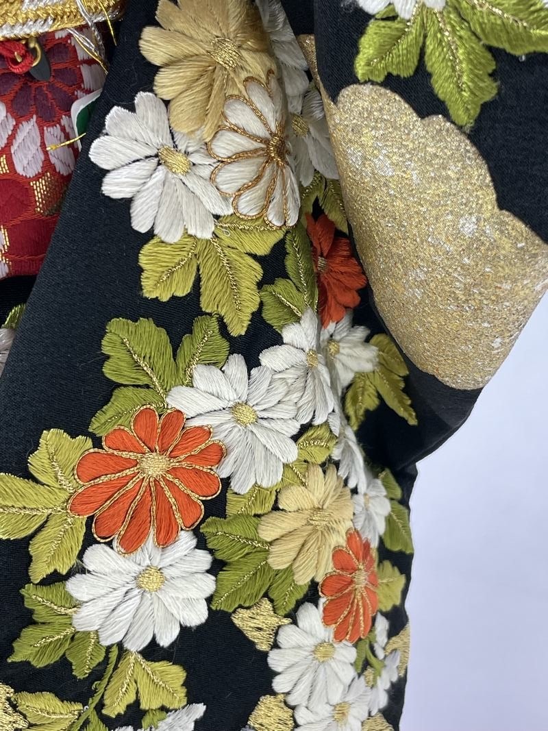 12号 正絹 摺り箔京刺繍 市松人形