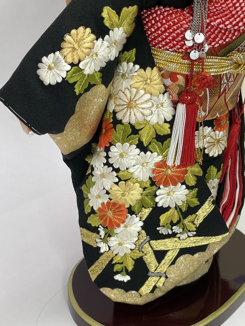 12号 正絹 摺り箔京刺繍 市松人形