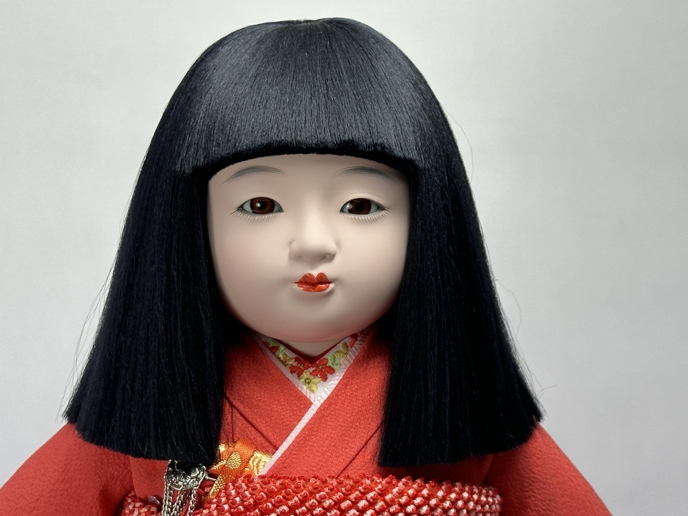 10号 正絹一越手描金彩京刺繍　市松人形