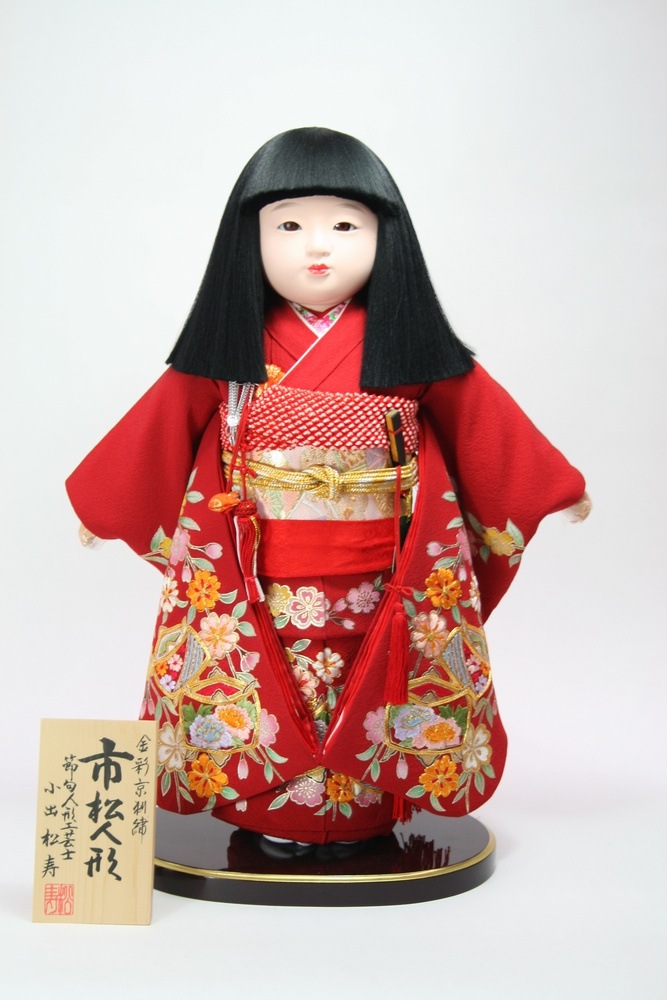 12号 正絹金彩刺繍京友禅 市松人形