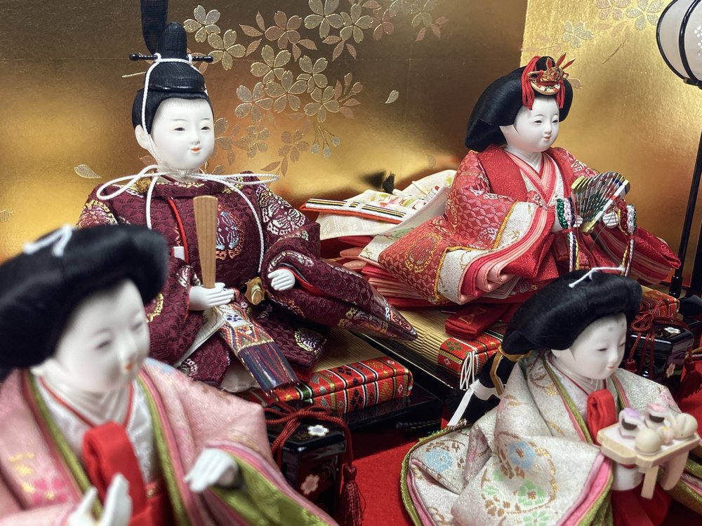 三寸おぼこ雛五人<BR>オリジナル桐収納飾り