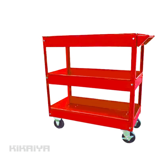 ツールカート 3段 レッド  ツールワゴン キャスター付 移動 スチールワゴン 台車 KIKAIYA