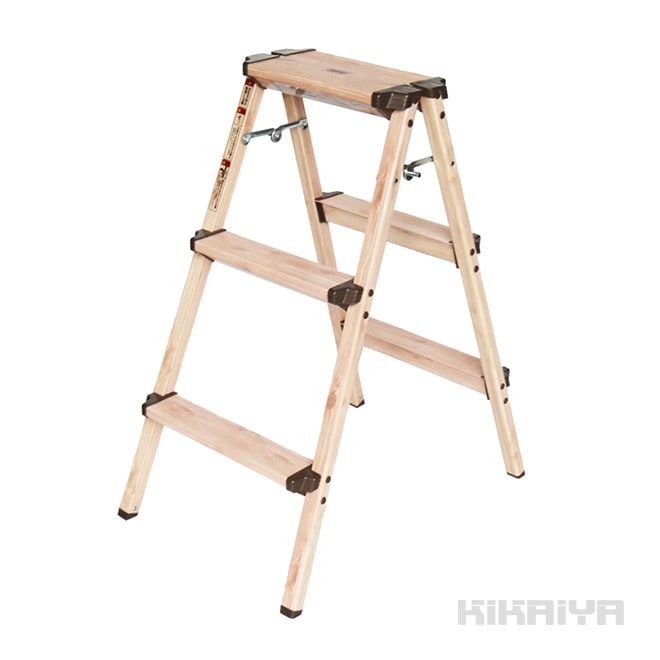 脚立 3段 軽量 アルミ 折りたたみ はしご 高さ790mm 木目調 踏み台 軽量 アルミ ステップスツール ステップ台 ステップラダー 耐荷重100kg KIKAIYA