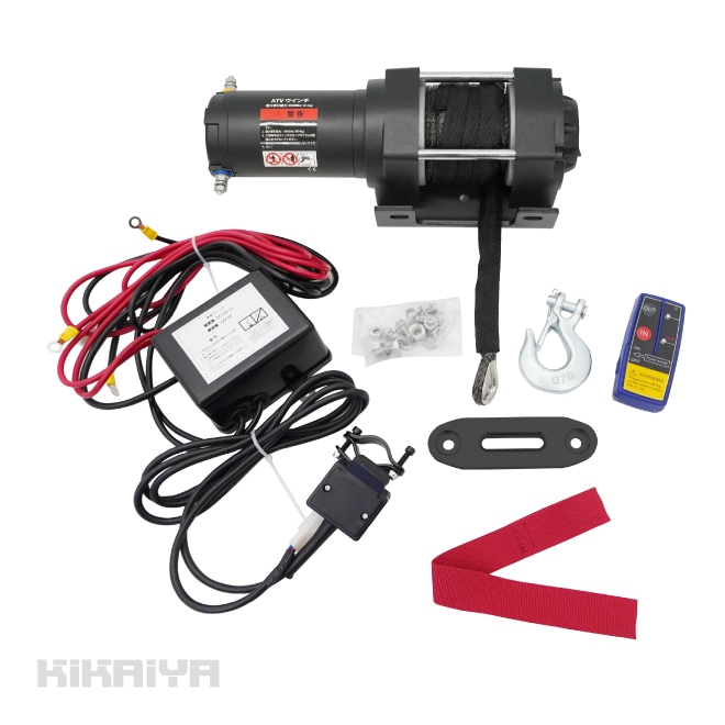 電動ウインチ 12V 最大牽引能力4000lbs 1814kg シンセティックロープ 電動ホイスト 超軽量 5.4kg 無線/有線コントローラー オフロード ウィンチ KIKAIYA