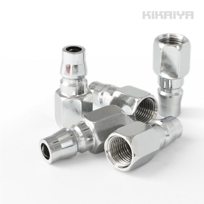 カプラ エアプラグ G1/4 メネジ 5個セット オネジ取付用 エアー プラグ 管用平行ねじ PF1/4 カプラー KIKAIYA