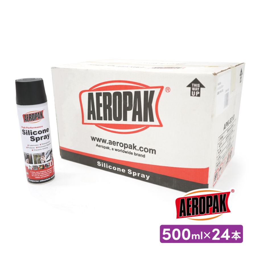 シリコンスプレー 500ml 24本セット 業務用 木材 金属 ゴム プラスチック 潤滑 防水 保護 きしみ止め 固着防止 艶出し AEROPAK