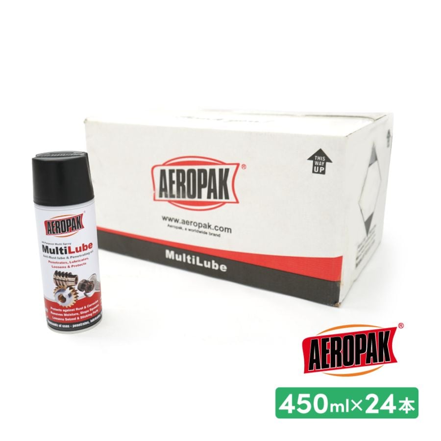 マルチ潤滑油スプレー 450ml 24本セット 香料入り 業務用 潤滑 防錆 保護 きしみ止め 浸透 固着防止 AEROPAK