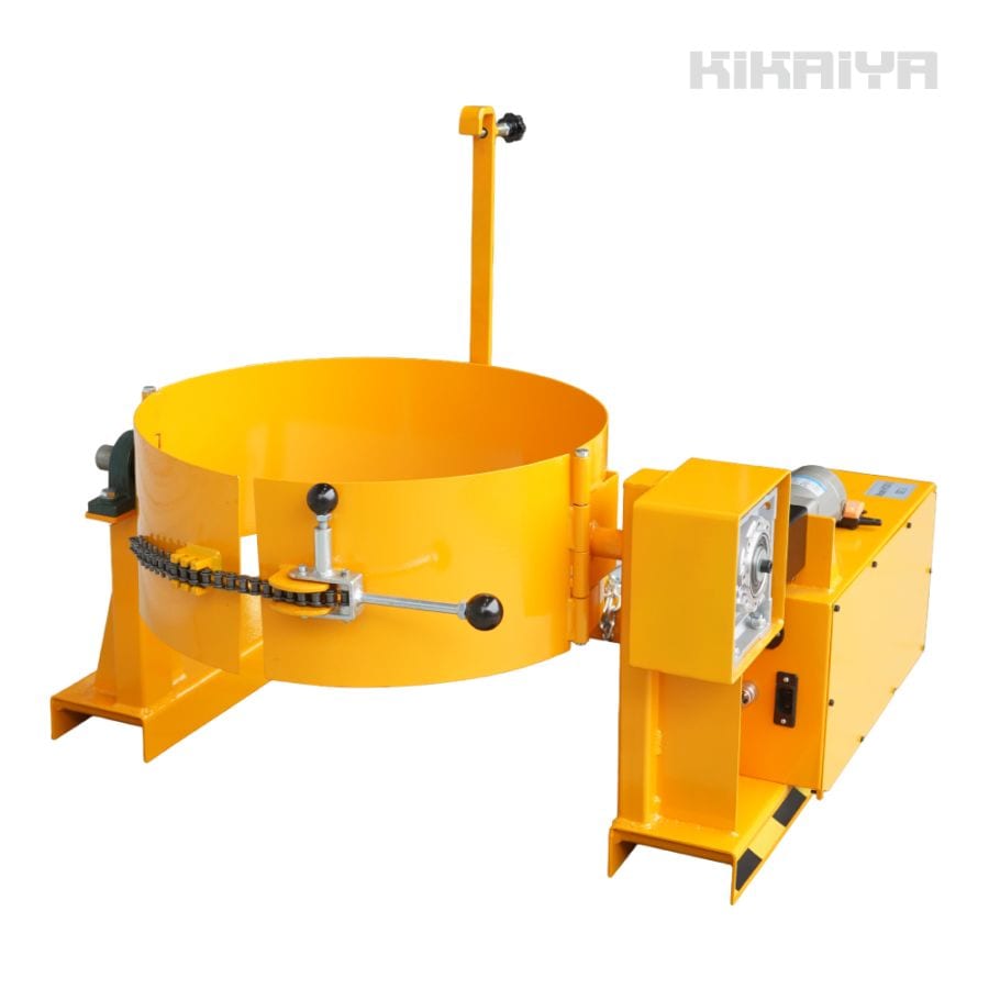 ドラム缶反転機 電動 無線リモコン付き アルミ製ギアボックス ドラムチルト フォーク用 スチールドラム ポリドラム KIKAIYA