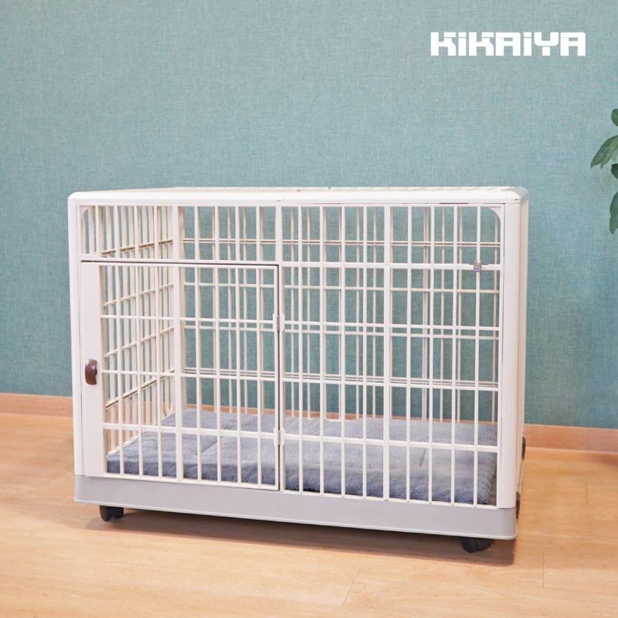 ペットケージ キャスター付き Mサイズ マット付 ケージ 犬 プラスチック 屋根付 中型犬 小型犬 ペットサークル ドッグハウス KIKAIYA