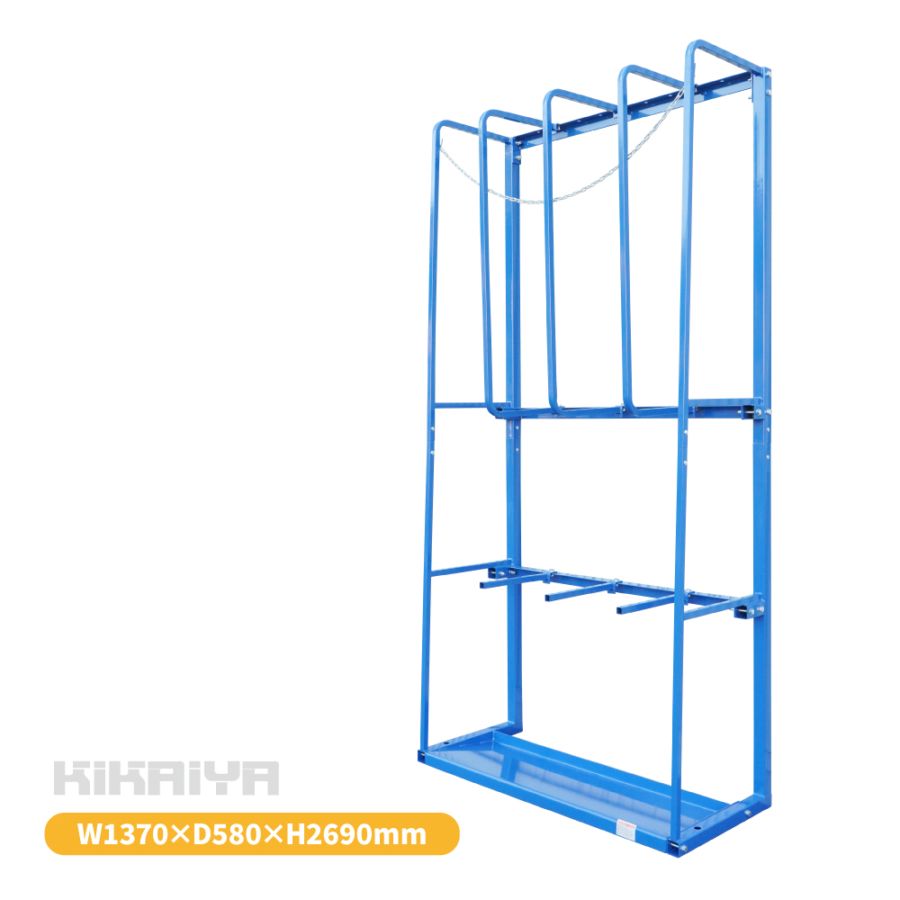 長尺物収納ラック W137×D58×H296cm 保管ラック 立て掛け 資材置き場 スチールラック 棚 業務用 KIKAIYA