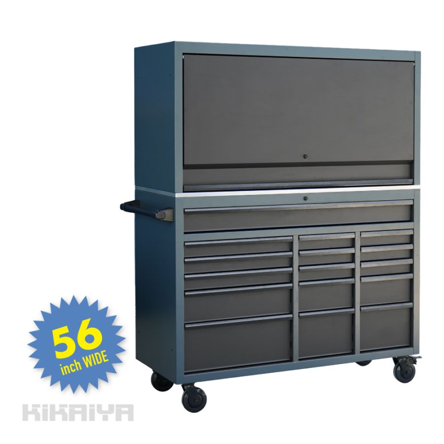 ワイドローラーキャビネット ハッチチェスト 56インチ ステンレス天板 セット ヘビーデューティー H1797×W1512×D548mm KIKAIYA