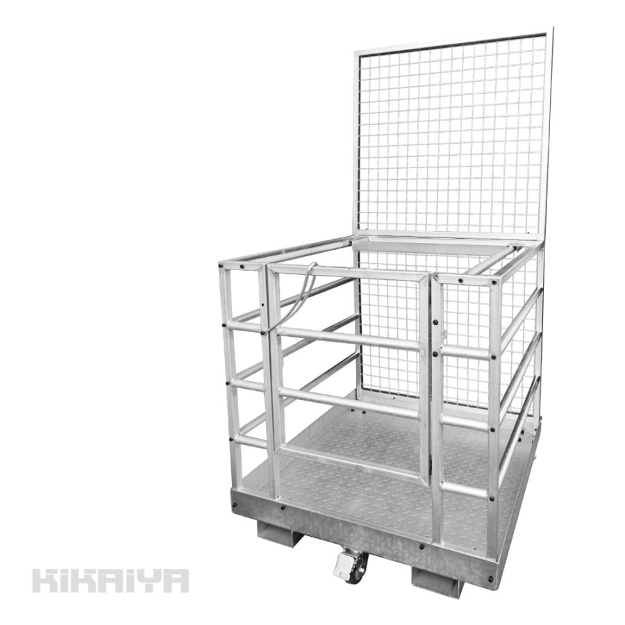 高所作業用プラットフォーム フォークリフト アタッチメント 許容荷重250kg メッキ仕上げ 高所作業台 キャスター付 KIKAIYA