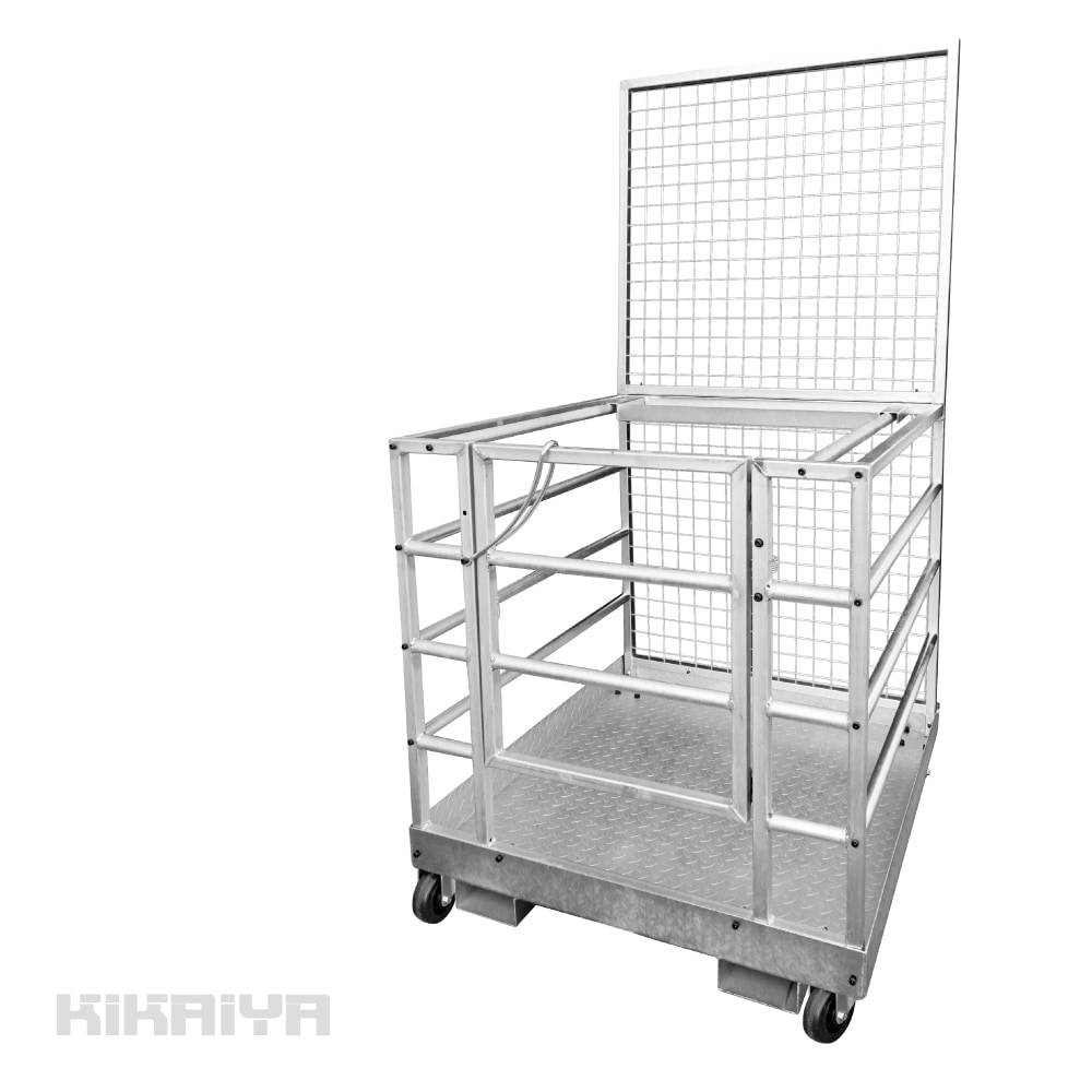 高所作業用プラットフォーム フォークリフト アタッチメント 許容荷重250kg メッキ仕上げ 高所作業台 キャスター付 KIKAIYA
