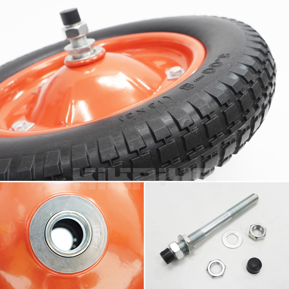 ノーパンクタイヤ 2個セット 一輪車用 3.00-8 13×3 M16 シャフト ベアリング入り ネコ車用 タイヤ DIY 台車 キャスター KIKAIYA