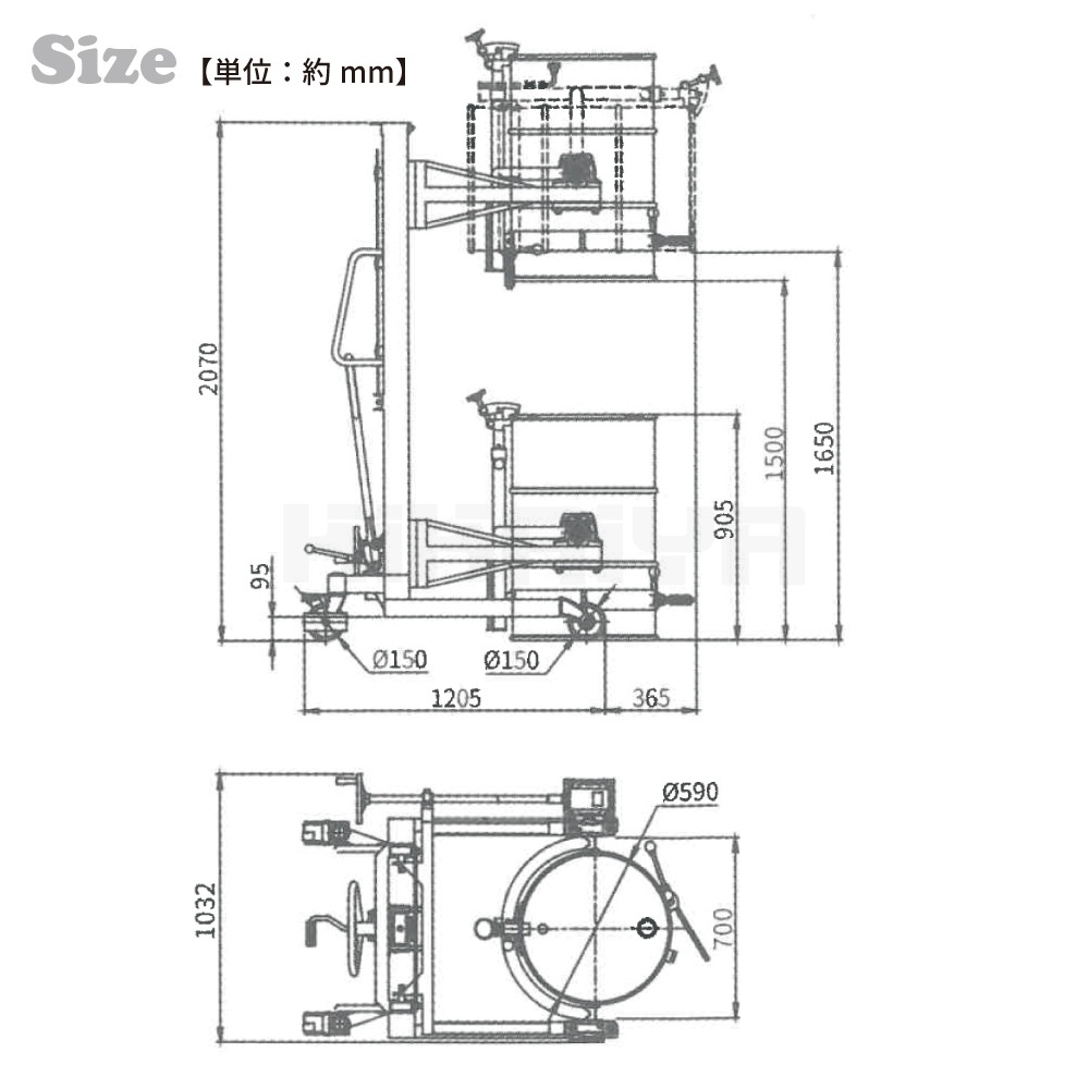ドラム缶 計量 ドラム反転機 ハイリフト スケール ドラム缶運搬機 1650mm 高揚程 反転 180°回転 ドラムスケール ドラムリフター ドラムキャリー KIKAIYA
