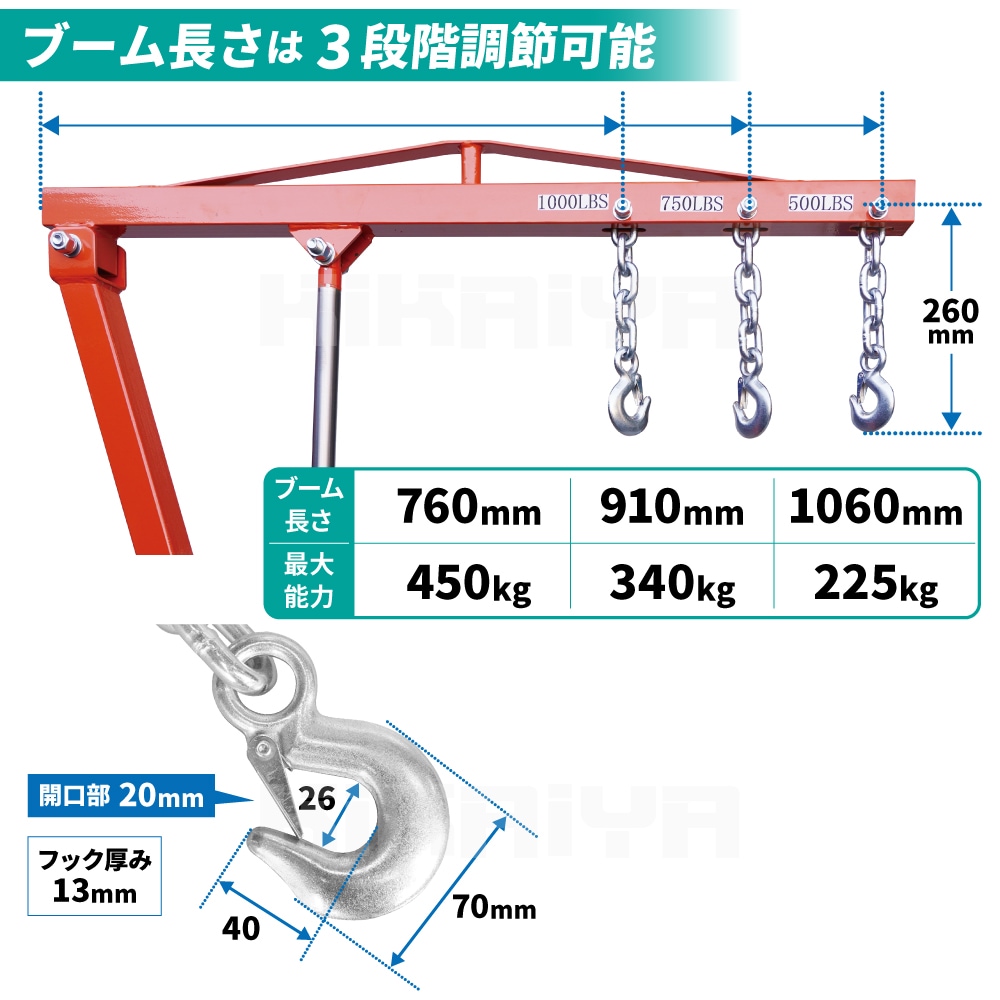 ヒッチ　クレーン ヒッチクレーン | 油圧式450kg - キカイヤ/工具のKIKAIYA-ツールショップ