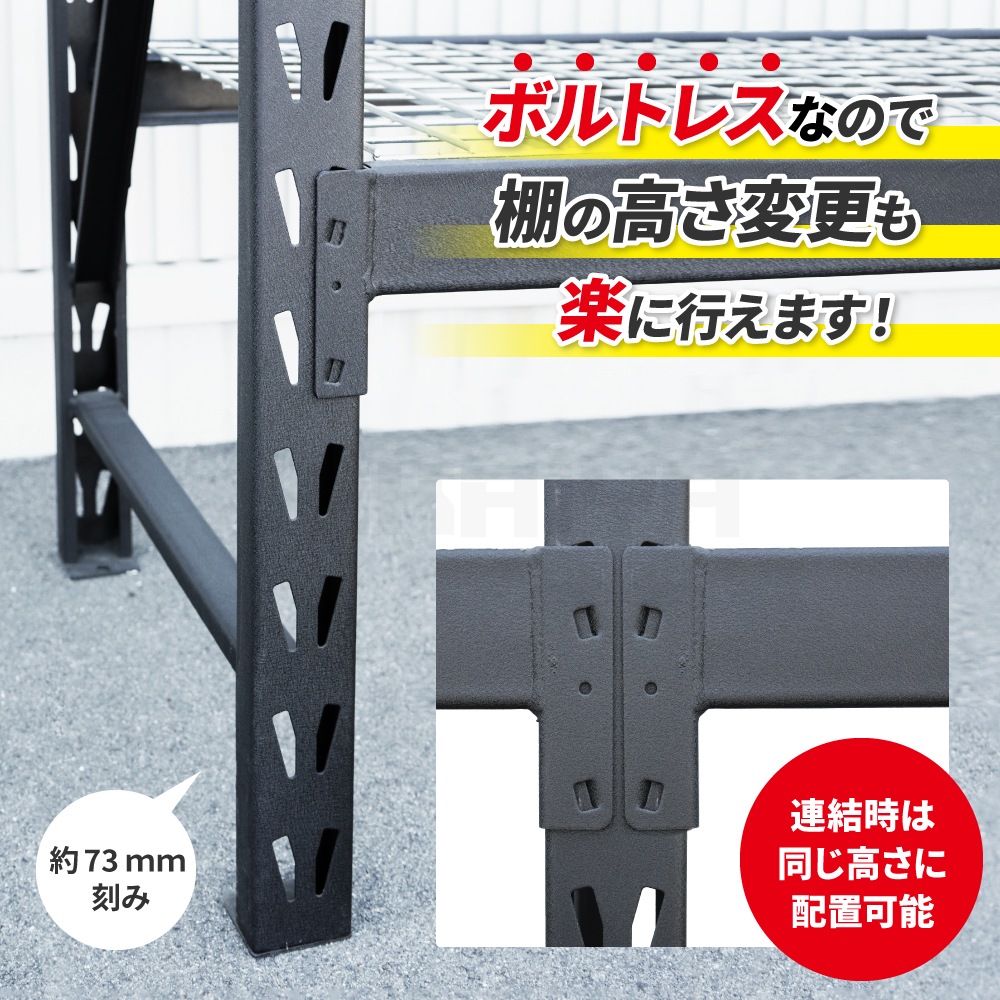【3台セット】スチールラック ボルトレスラック 業務用 中量棚 4段 幅1960×奥行615×高さ1830mm 耐荷重400kg×4段 メタルラック 収納ラック オープンラック 収納棚 KIKAIYA