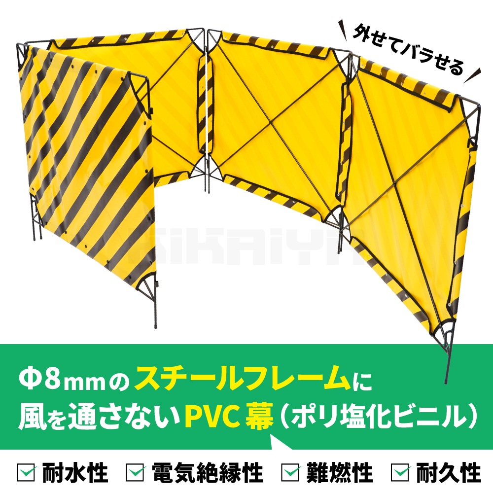 マンホール屏風 4面式 W1000×H900mm マンホール 安全柵 工事幕 PVC KIKAIYA