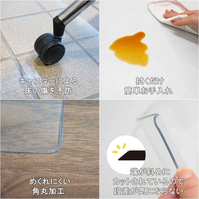 ダイニングマット クリア 撥水 透明 180×150cm 厚手 1.5mm スタイリッシュ PVC クリアマット 保護シート フロアマット 傷防止 キッチン デスク チェア KIKAIYA
