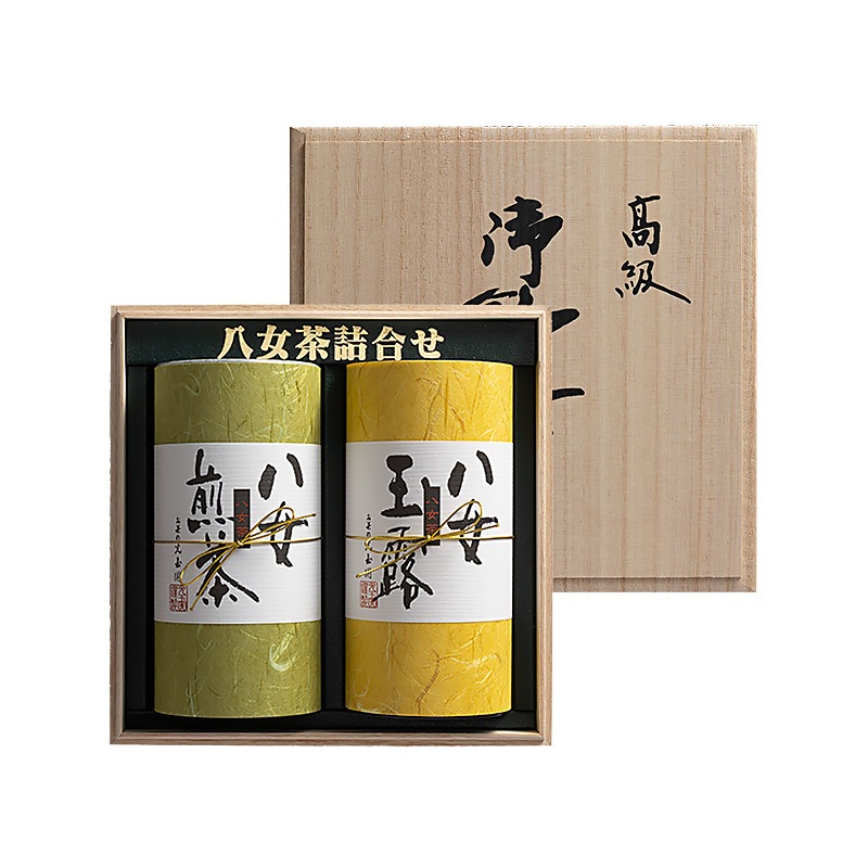 特撰ギフト 特上八女玉露×1、特上八女煎茶×1 [木箱入]