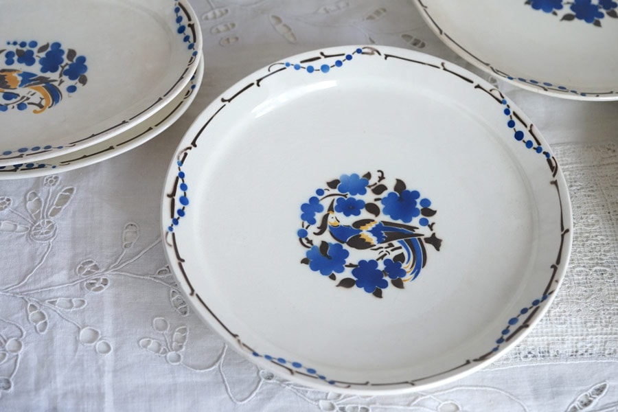 幸せの青い鳥のRouardのM・Goupy作ステンシルプレート23.5cm gc-1123の