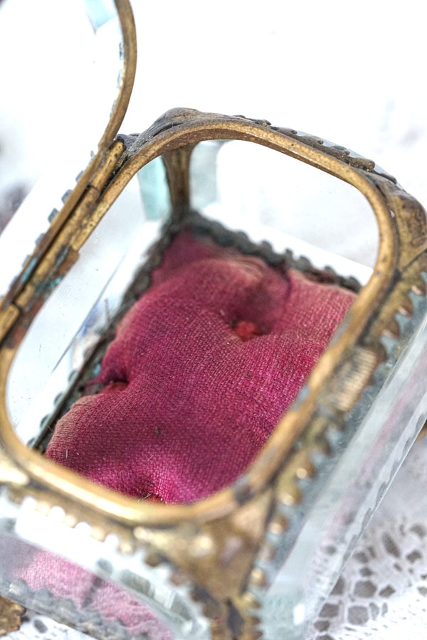 フランスアンティークガラスのジュエリーケース19C後期頃 ga-997