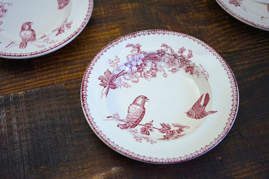 フランスアンティークLongwy ロンウィ プレートチェリー【A