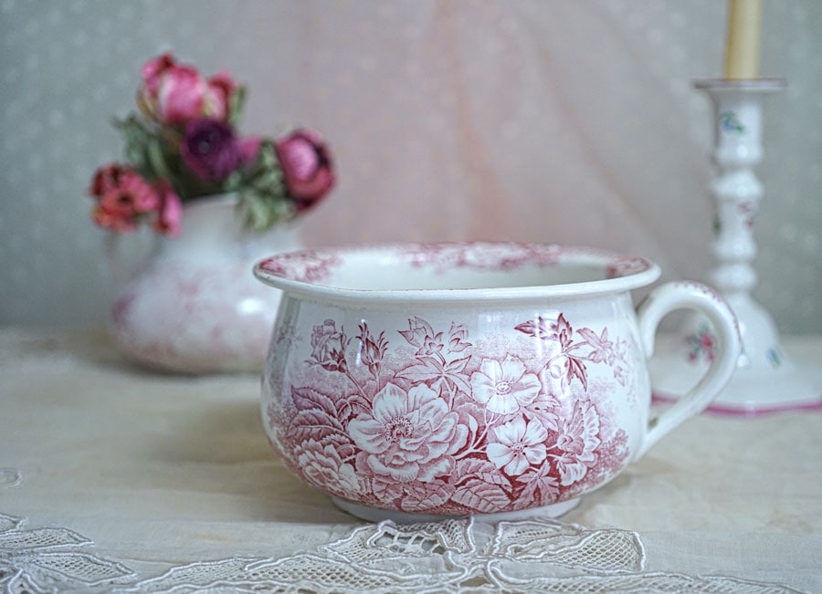 美品 フランスアンティーク サルグミンヌ パープルの花絵が