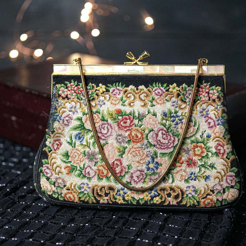 コンディションの良いお花のプチポワンバッグ15×20×2cm gb-318の通販