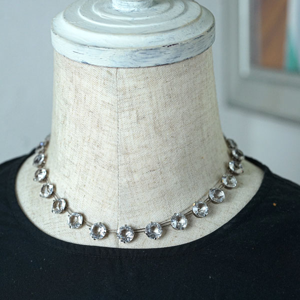 イギリス アンティーク クリアペースト ネックレス シルバー イギリス