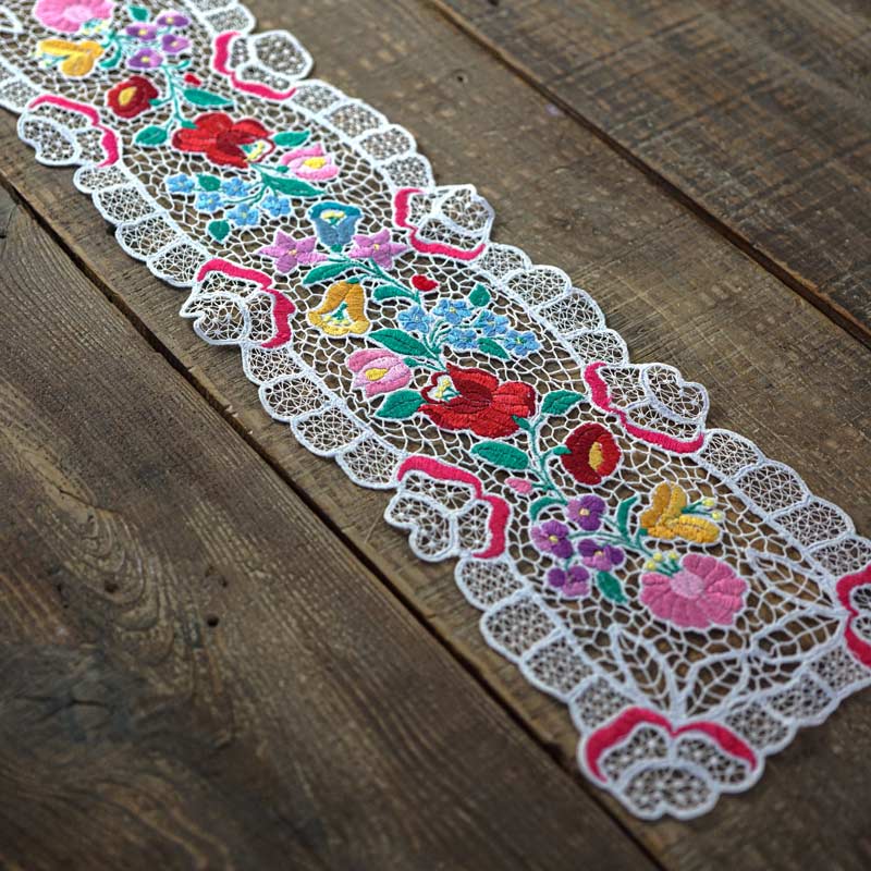 イギリスヴィンテージ薔薇のモチーフ手刺繍オーバル大判テーブル