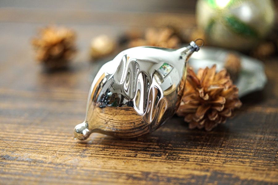 アンティークのマーキュリーガラスのオーナメントW6.5×H12.3cm