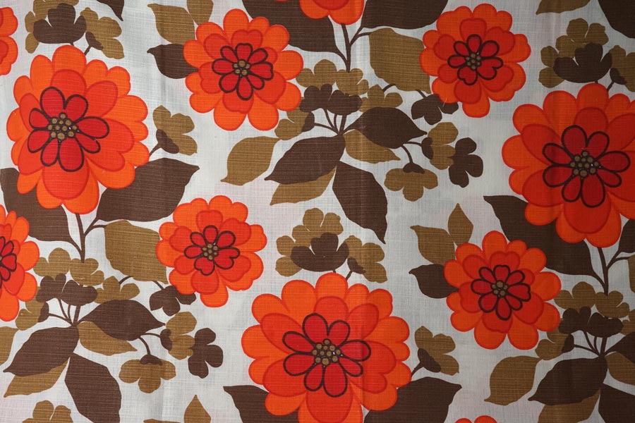 赤い花柄フリンジ付き クロス ファブリック アンティーク フランス