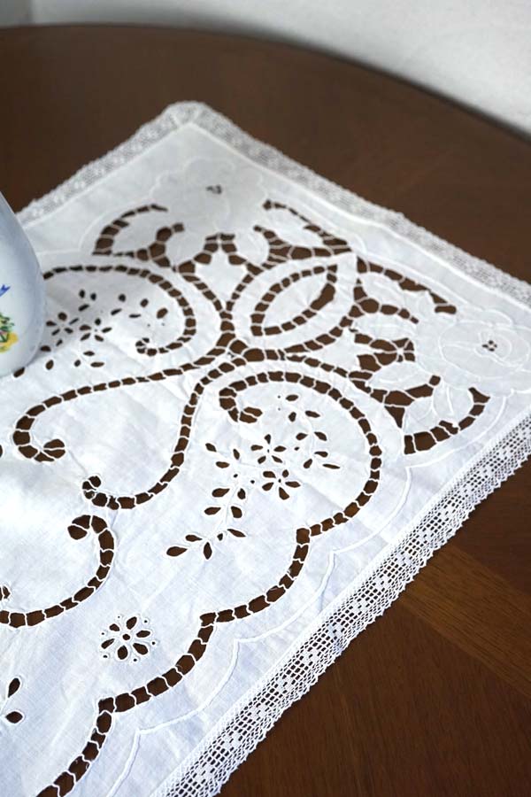 フランスアンティーク、ノルマンディーレース、テーブルランナー 000000016023_1_bS053Qk.jpg