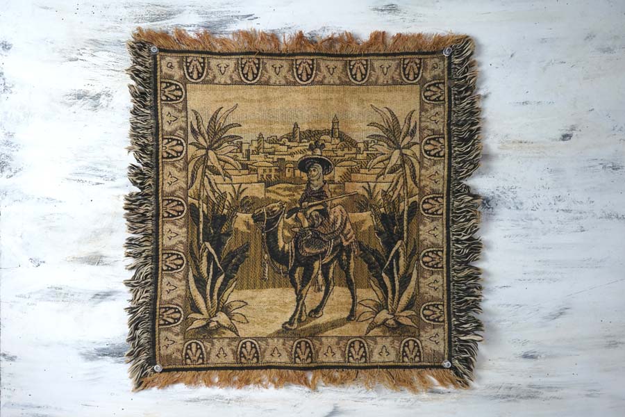 フランスのジャガード織のタペストリー アラビアの情景47×47cm gf-968