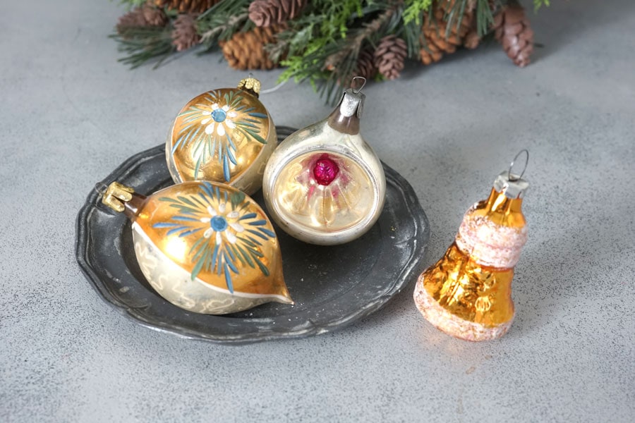 アンティーククリスマス薄ガラスオーナメントアソートセットE gx-641の