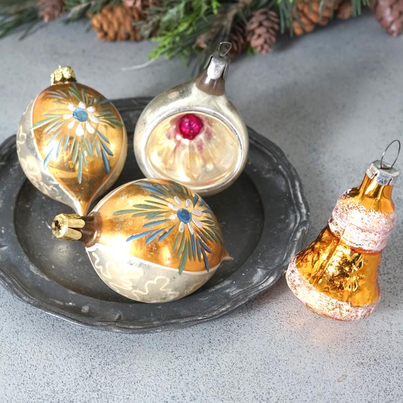 アスティエ　クリスマスオーナメント　MI AMOR GOLD FACE アンティーククリスマス薄ガラスオーナメントアソートセットE gx-641の