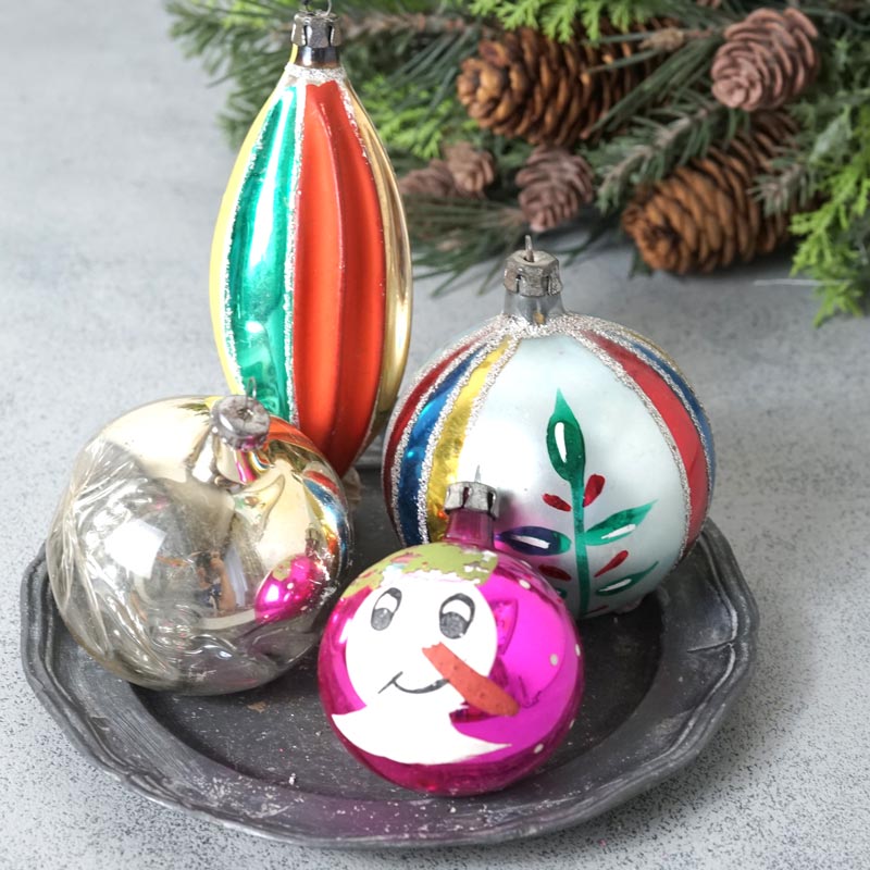 アンティーク クリスマスオーナメント 吹きガラス アソートセットG gx