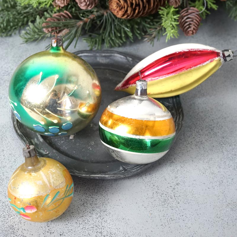 アンティーク クリスマスオーナメント 吹きガラス アソートセットK gx