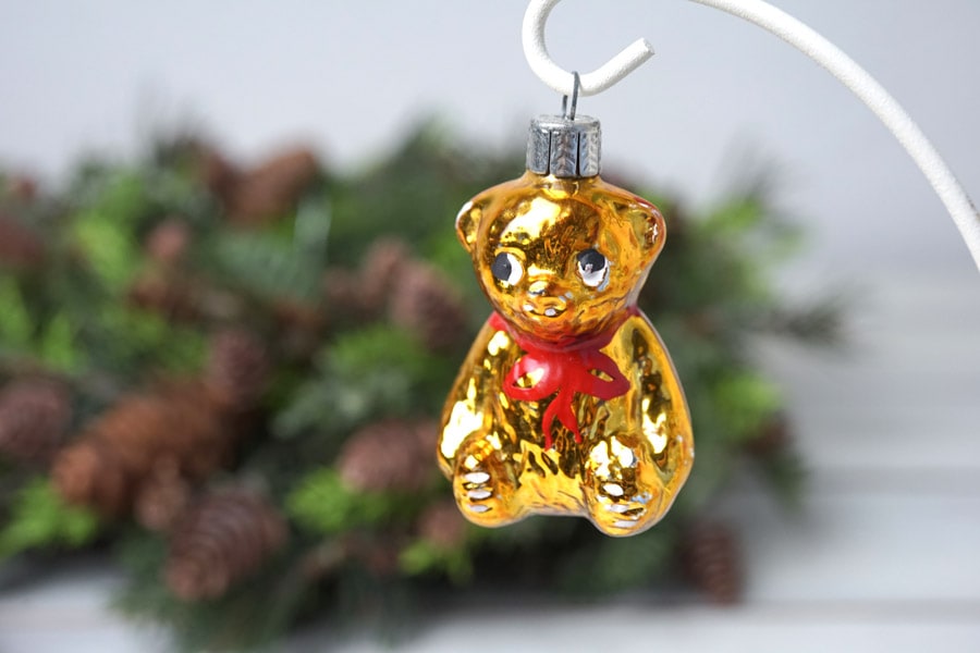 シュコー　アンティークベア クリスマス限定カラー 可愛いクリスマスガラス吹きガラスオーナメント ベア H6cm gx