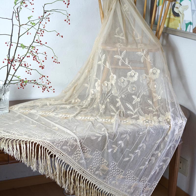 秘蔵の逸品 】エンブロイダリーアンティークチュールカーテンW155