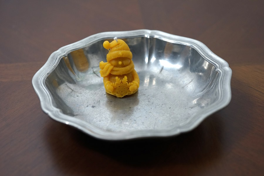 アンティーク】 エタン ピューター 錫の花リム深皿24.5cmと蜜蝋