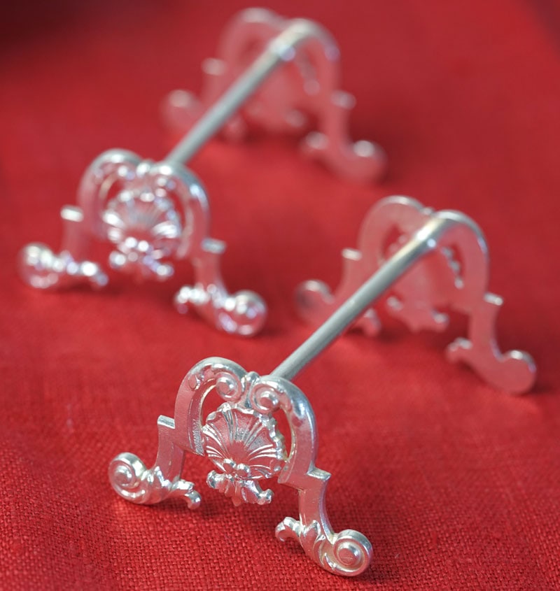 フランスのシルバープレートのナイフレストとカトラリーのペアセット