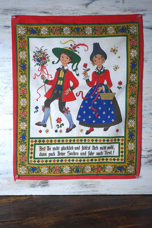 ヴィンテージチロルの民族衣装が可愛いキッチンタオル56×43cm gli-0392