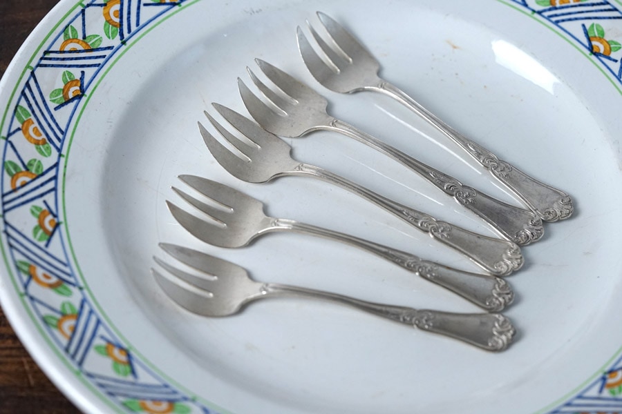 旬の牡蠣に添える！フランス製シルバープレート オイスターフォーク（5