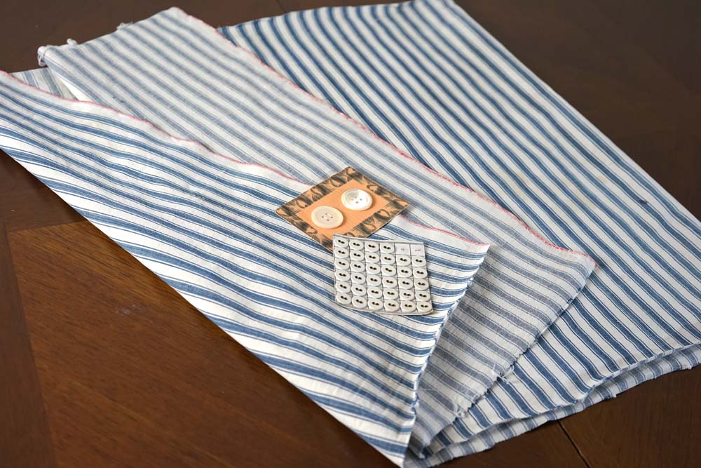 お買い得】フランスアンティーク レアなブルーストライプの