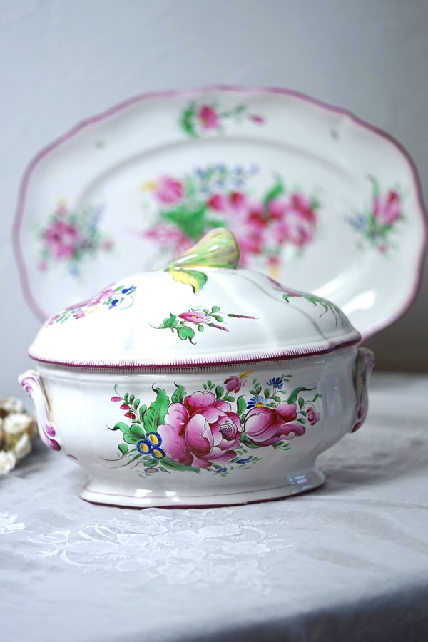フランスアンティーク St. Clement サンクレモン ハンドペイントの花
