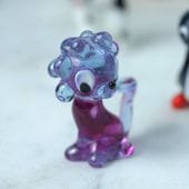 アンティークのボヘミアガラスのアニマル・黒ねこ gt-1184の通販