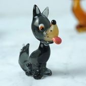 チェコ買付】ボヘミアガラスのヴィンテージ・シュナウザー（H8cm） gt