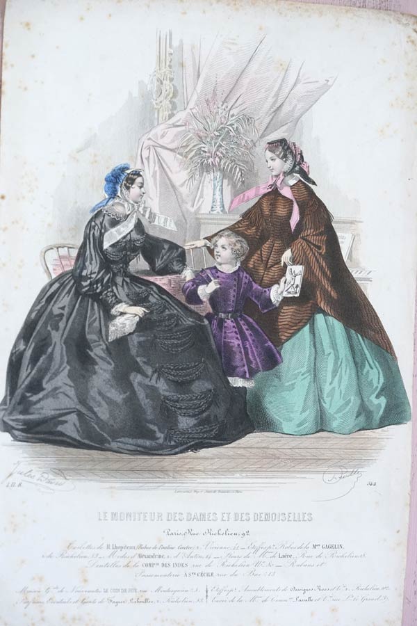 フランスアンティークファッションプレート本　1860年　希少大判本 フランスアンティークファッションプレート本1860年希少大判本